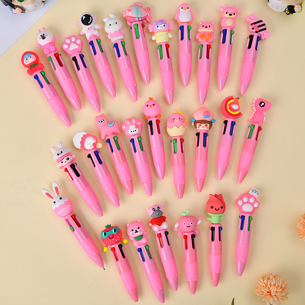 Bolígrafo multicolor de dibujos animados lindos bolígrafo de color creativo de presión multicolor bolígrafo multifuncional para estudiantes de primaria