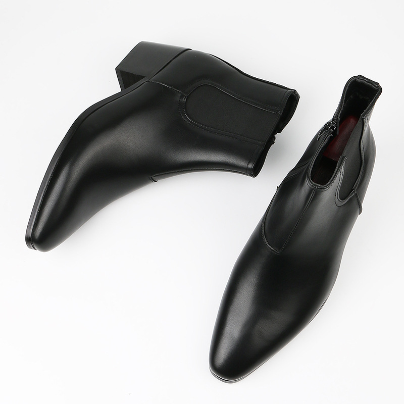 Herrenschuhe Stiefel Herbst- und Winterstiefel Mode Stiefeletten mit hohen Absätzen Kleine quadratische Stiefel mit hohen Absätzen Stiefel Erhöhen Sie die Herrenschuhe mit hohen Absätzen_voghion.com