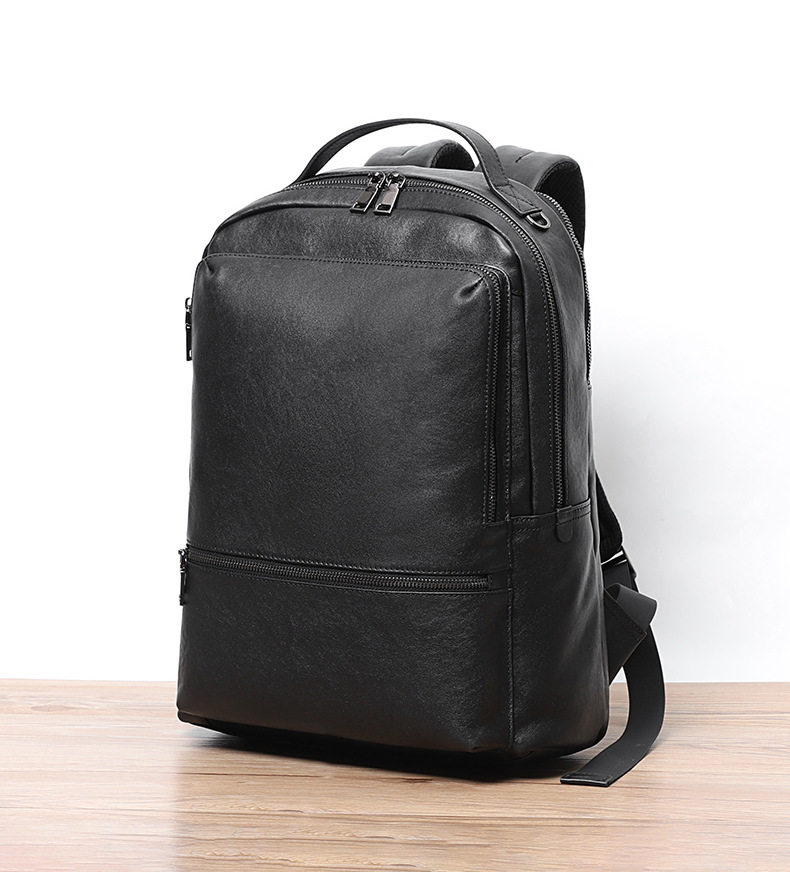 Ba lô da bò lớp đầu nam 15.6 inch công sở, ba lô laptop du lịch 32×12×42 cm — Màu đen chi tiết 20