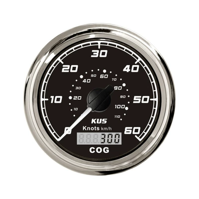 Kus Instrument 85mm Marine Gps Speedometer with Azimuth Display 12V 24V for Ships and Yachts with Light (automobile instrument) - black-watch-60knots