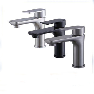 304 flat single hole stainless steel basin faucet hot and cold faucet bathroom cabinet wash basin faucet manufacturers