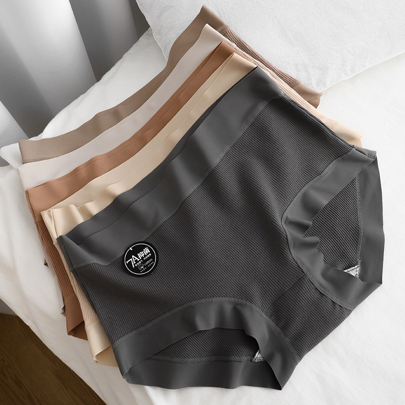 Mid-Waist Pure Cotton Underwear for Women, 7A Grade Antibacterial, Full Cotton Crotch, Hip-Hugging, Comfortable, High-Elastic Ribbed Waistband, Women's Briefs