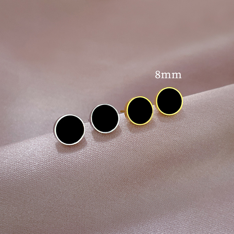 8g Weight Electroplating Gold Plating Process Electroplating Golden Plated Round Titanium Steel IG Style Simple Style Ear Studs