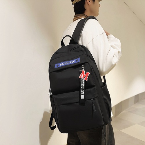 春季新款韩版休闲书包初高中生大容量背包简约旅行户外运动双肩包