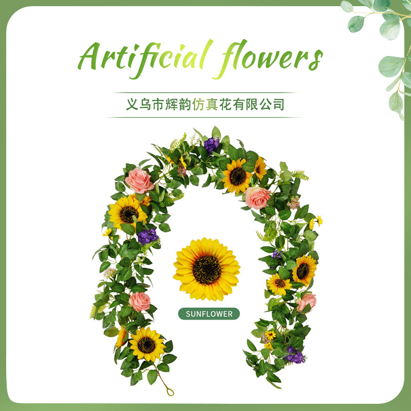 Transfronterizo mini pequeño sol flor vid Estilo nórdico decoración de la boda interior planta verde simulación girasol flor vid