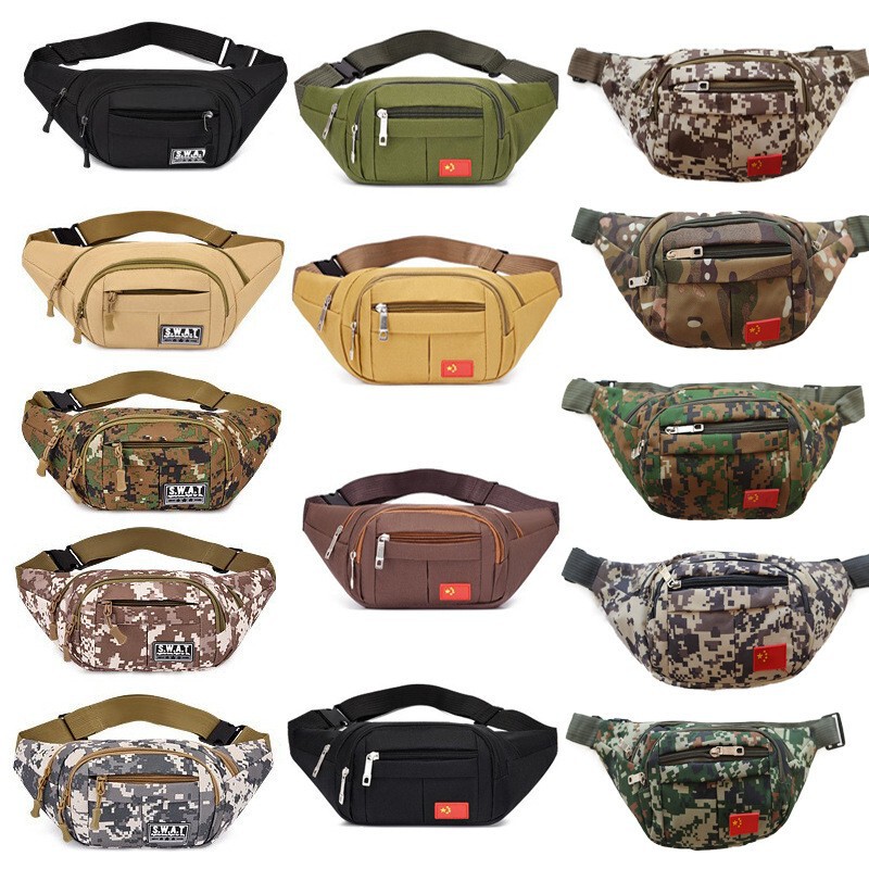 New Men's Waist Bag Mobile Phone Bag Multifunctional Sports Casual Men's Bag Outdoor Camouflage Shoulder Crossbody Bag Chest Bag