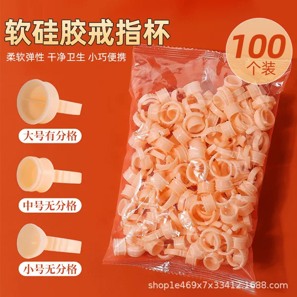 100 Pieces of Semi-Permanent Tattoo Silicone Color Ring Cup for Eyebrow, Eye and Lip Tattoo Disposable Ring Cup