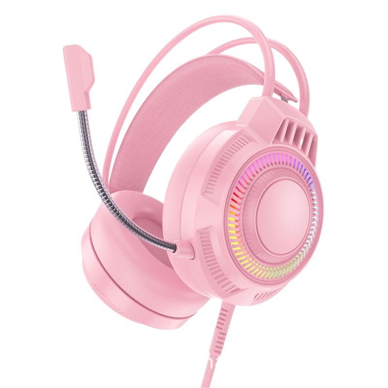 Equipo auricular niñas clase en línea juego escritorio portátil rosa azul con micrófono suspensión cabeza viga