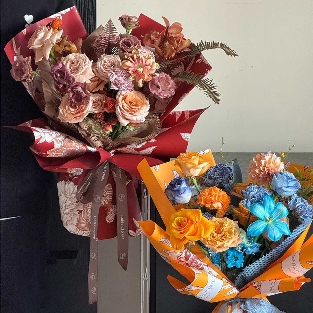 Papel de pluma de mariposa de flores de estilo retro papel de embalaje de flores impermeable florista papel de embalaje de flores