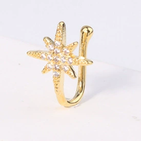 Fashionable nose piercing, diamond stone inlay, nose clip, European style