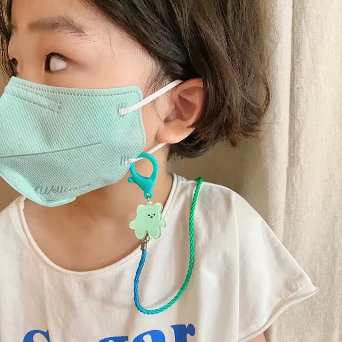 ins新款diy亚克力小熊眼镜挂绳儿童成人眼镜链口罩链项链配件链条