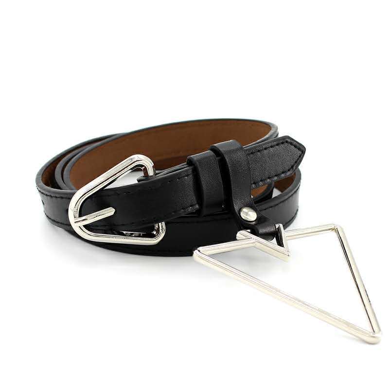Casual Round Pu Leather Alloy Metal Button Belt display picture 7