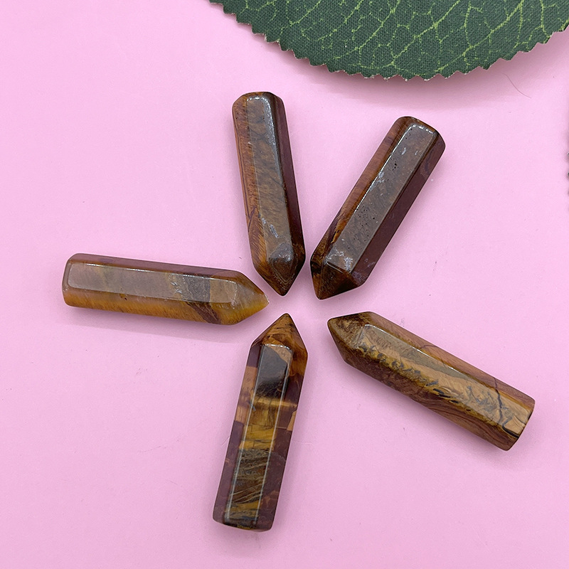 Cristal natural ágata no agujero bala 7 traje yoga energía piedra sola punta hexagonal columna colgante adornos