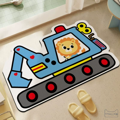 Avtomobil döşəmə paspasları: Bathroom Decorative Floor Mats, Children's - sr301-little-lion-excavator-4060cm-diatom-mud-upgraded-model