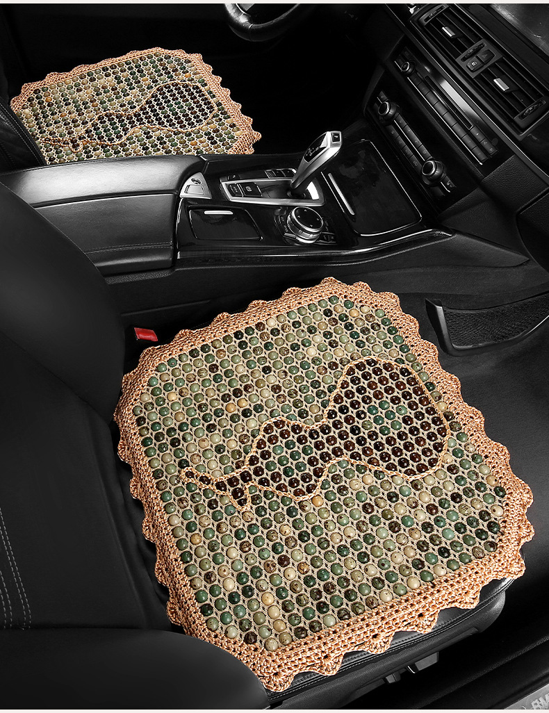 High-End Hand-Knitted Bodhi Car Seat Cushion Single-Seat Square Cushion Three-Piece Set for All Seasons Massage Beads Breathable Seat Cover