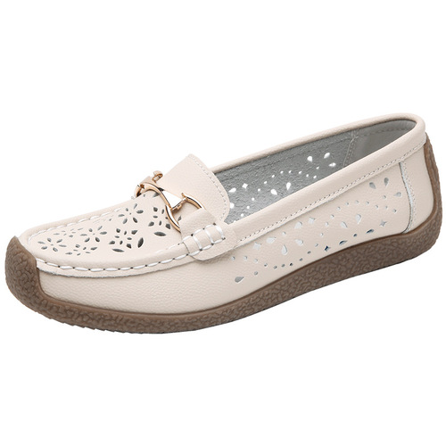 夏季女鞋女式休闲单鞋中老年人坡跟镂空豆豆鞋女妈妈鞋厂家批发