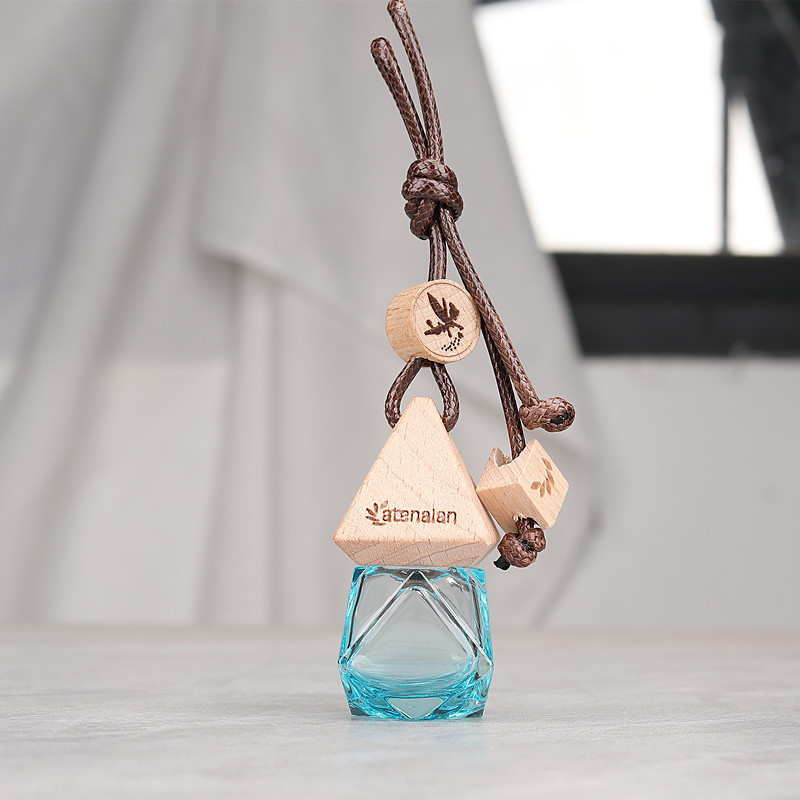 G014-8ml 車用ストラップ車用アロマセラピーボトルペンダントミニ揮発性ガラス詰め替えエッセンシャルオイル空ボトル