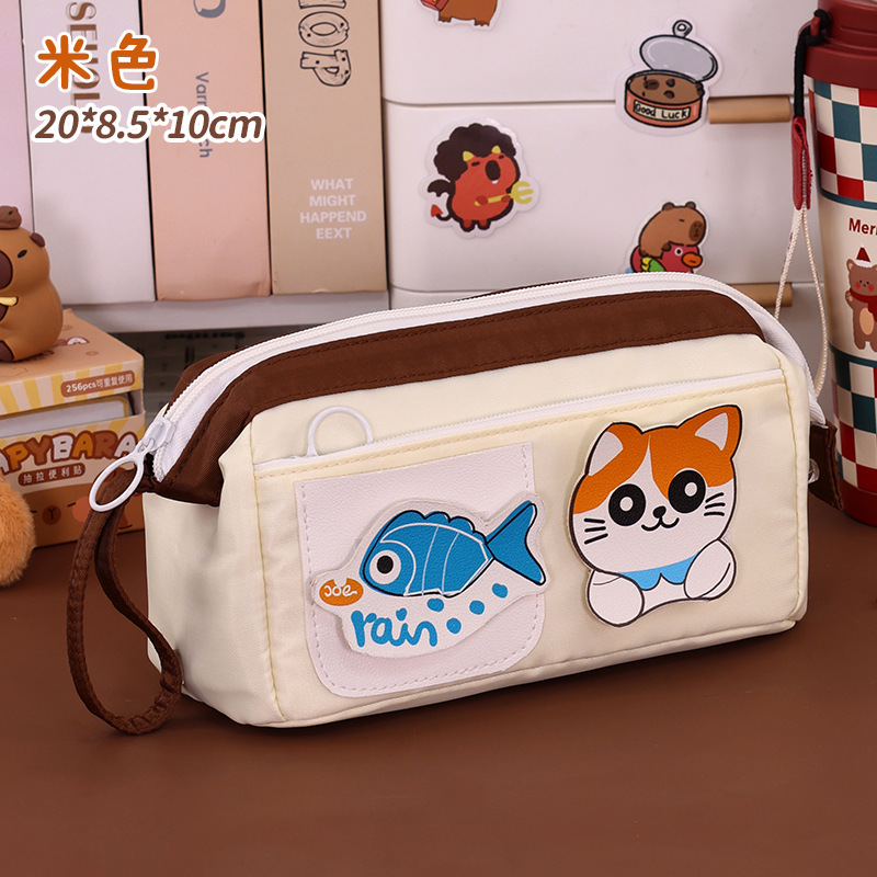 Nuevo producto transfronterizo, estuche para lápices de alambre de acero de gran apertura, papelería linda de nicho, estuche para lápices de gran capacidad y alto valor para estudiantes de primaria y secundaria