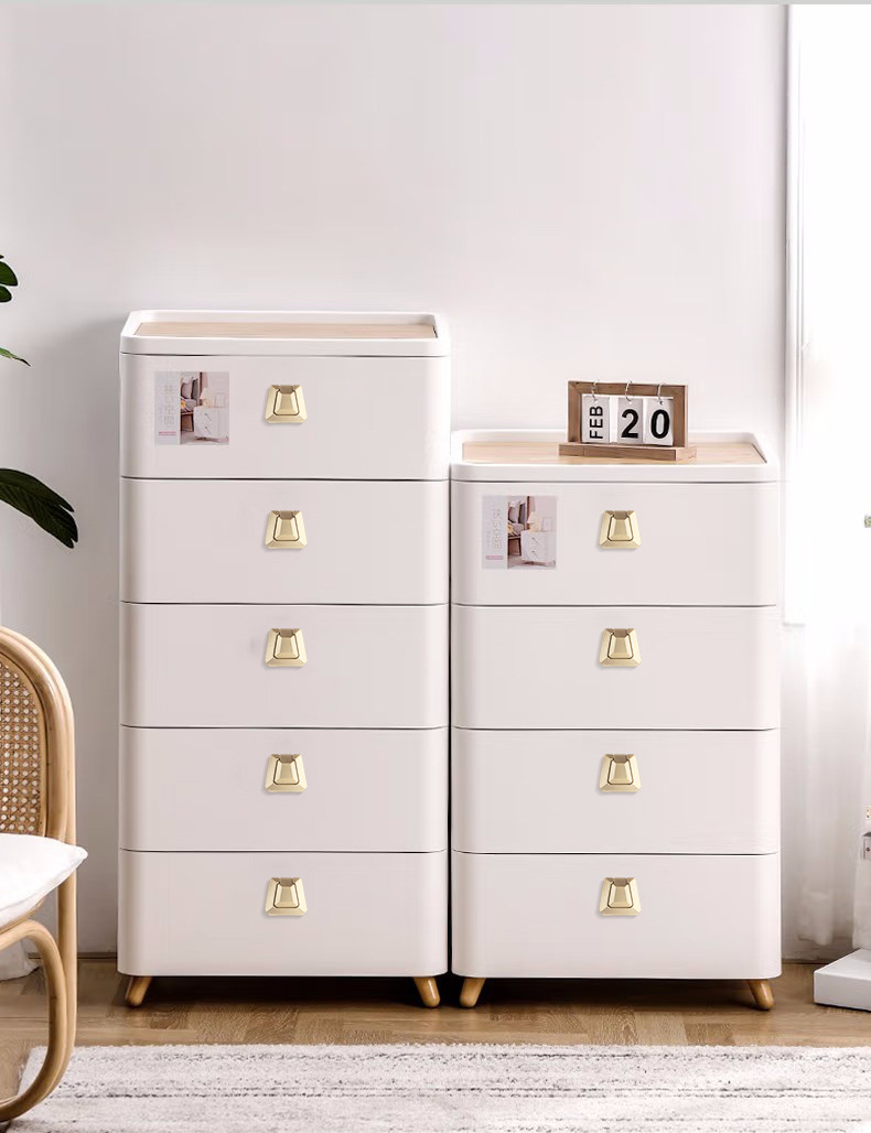 Bedside cabinet with hidden push-to-open handle, surface-mounted minimalist tatami hidden pull-out drawer, no-drilling hidden handle hardware