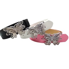 韓版嘻哈朋克風金屬鏤空蝴蝶按扣裝飾腰帶女搭配牛仔短裙時尚清新