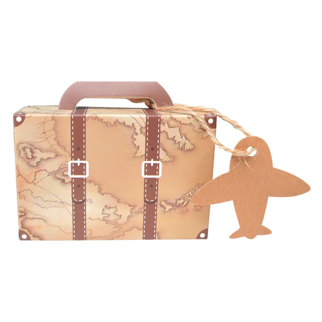 Cross-Border New Creative Suitcase-Shaped Wedding Candy Box Gift Box Map Travel Retro Kraft Paper Airplane Candy Box