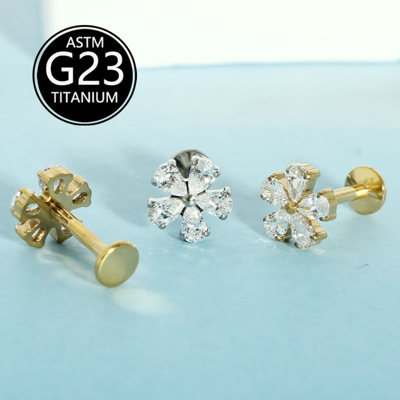 Pointed titanium steel lip stud product view