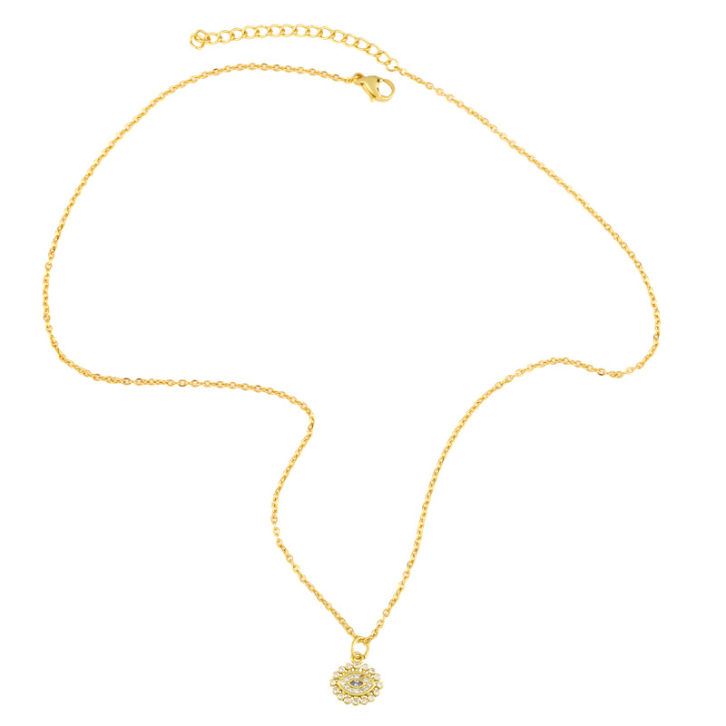 Hip hop butterfly eyes copper zircon necklace