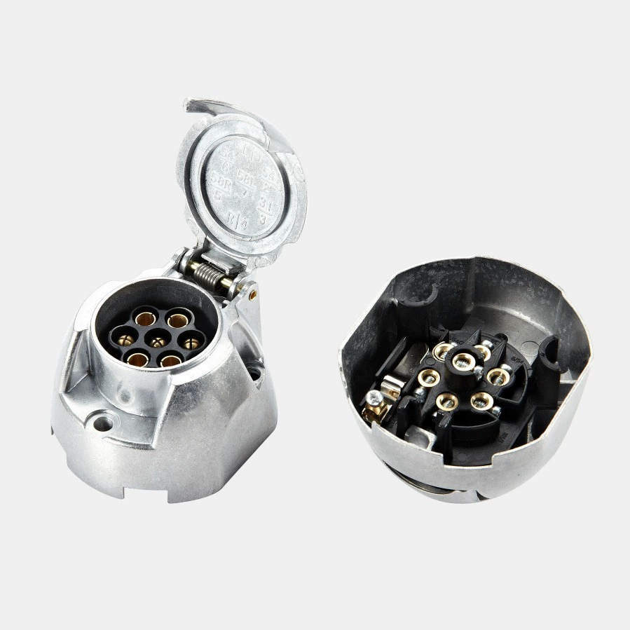 TM3002B 7-жильный + 1-жильный автомобильный разъем, алюминиевый плоский круглый разъем для прицепа, разъем для грузовика