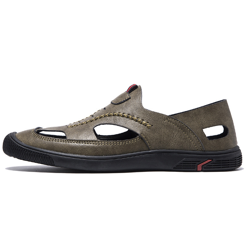 Sandalias para hombre 2025 verano nuevo estilo suela blanda Baotou zapatos de playa huecos transpirables malla zapatos para hombre zapatos con agujeros al por mayor