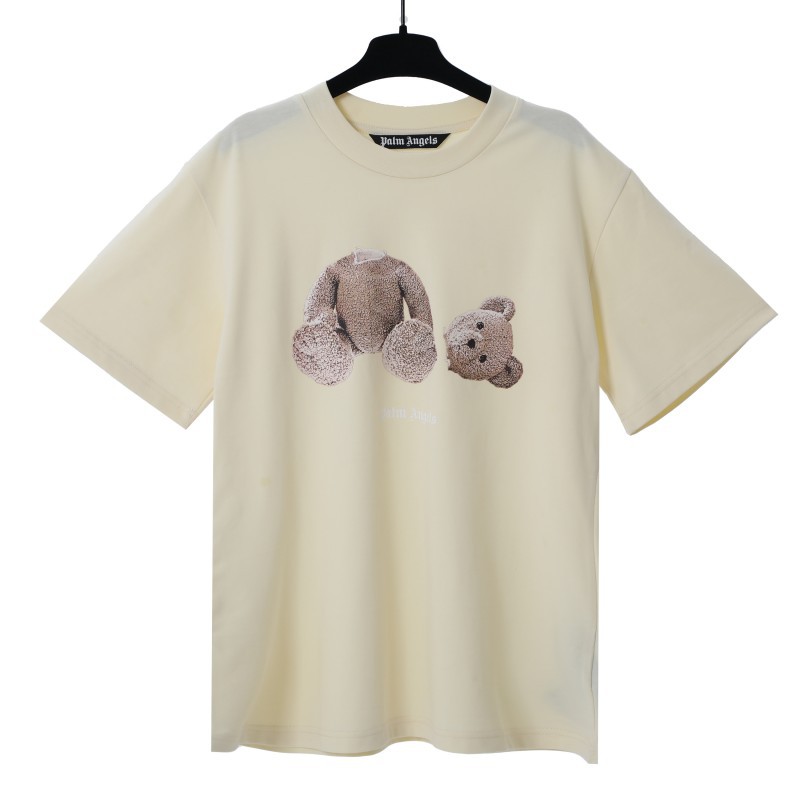 Versión correcta pa marca de moda oso roto manga corta palmera High Street ins oso de peluche tiburón hombres y mujeres pareja camiseta