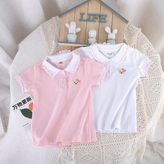 Girls' Short Sleeve T-Shirt Summer Children's Clothing 2023 New Fashion Kids Polo Shirts for Small and Medium Children 6 Girls Korean Style