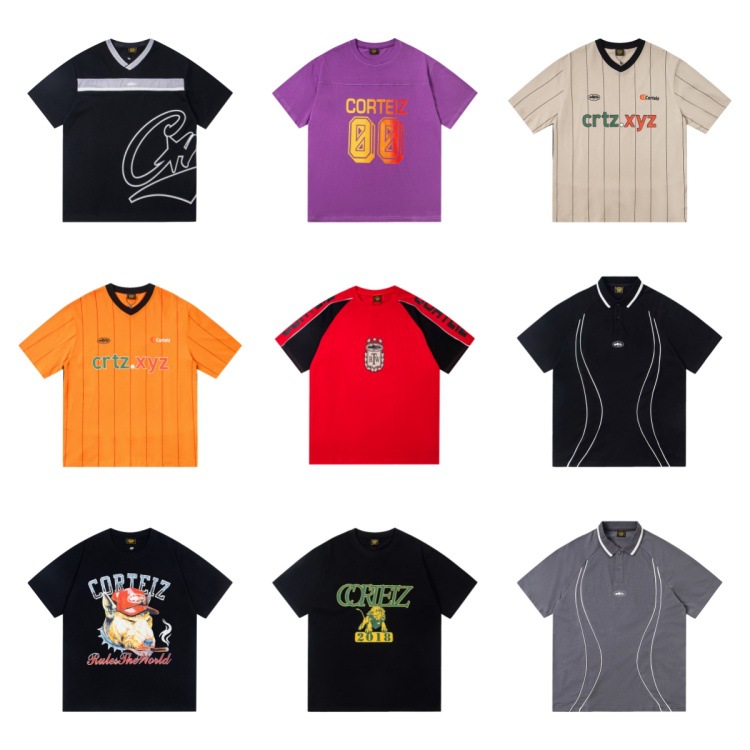 外贸新款欧美高街潮牌恶魔岛运动短袖T恤足球服透气情侣装