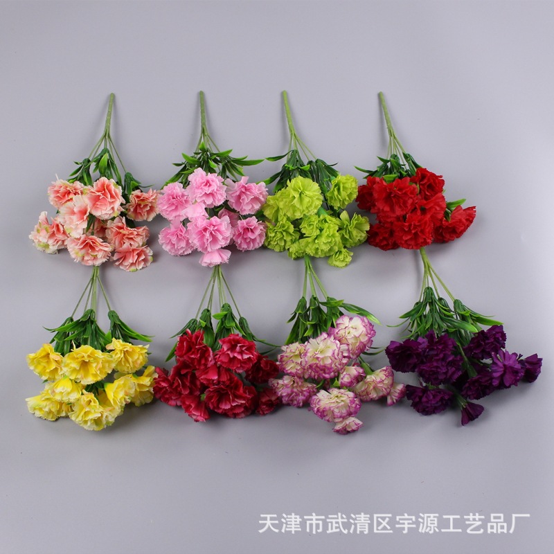 Venta directa de fábrica 11 Clavel artificial flor falsa Día DE LA Madre Día del Maestro regalo flor ingeniería fotografía decoración Flor de seda