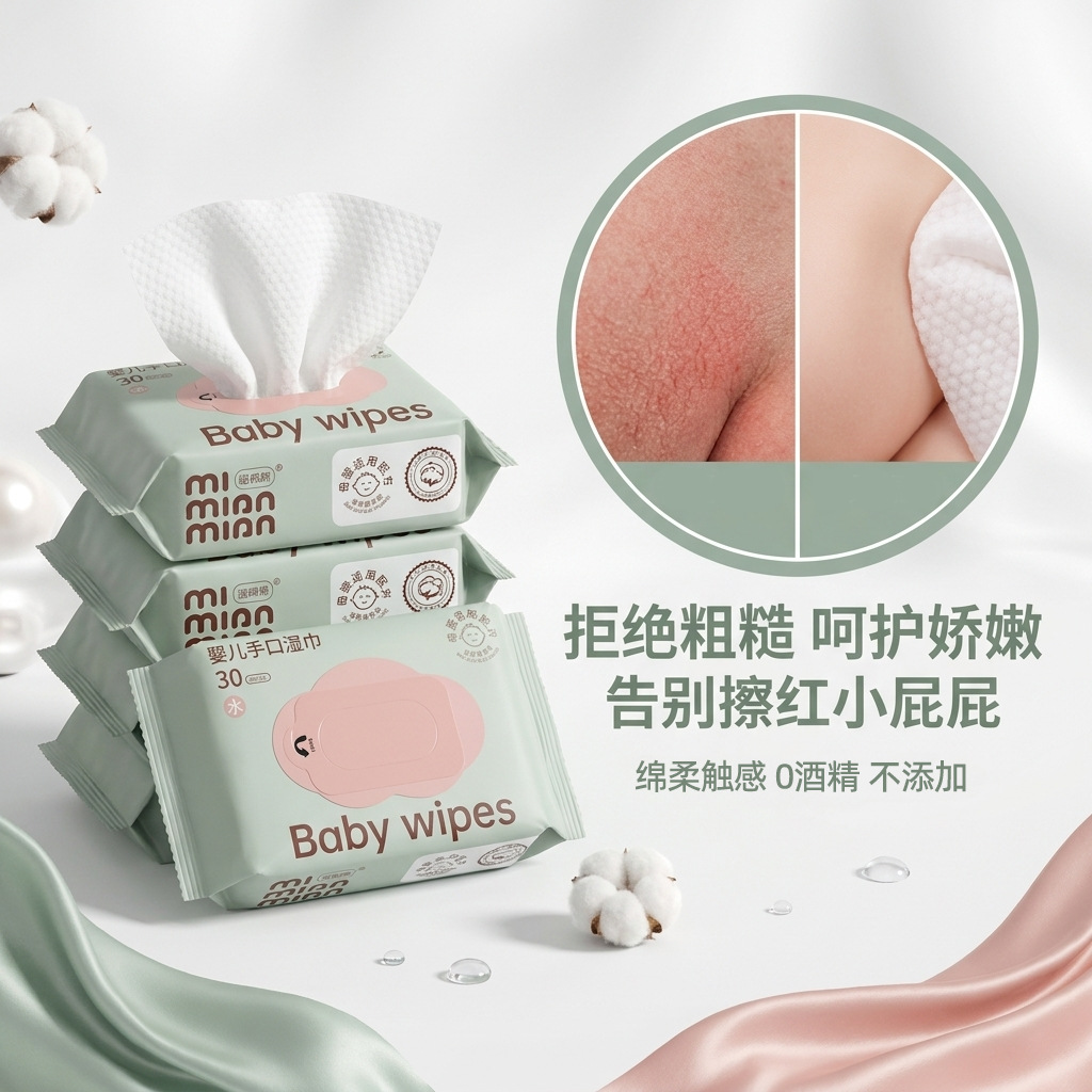 婴儿湿巾20抽加厚随身装幼儿童新生宝宝手口清洁小包便携湿纸巾