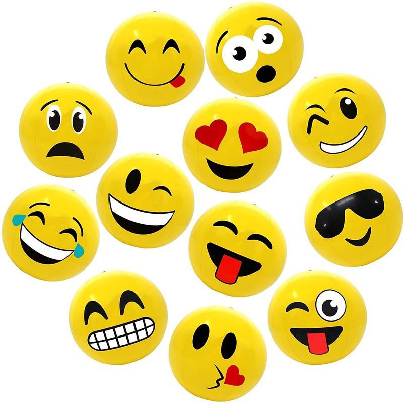 Factory Customized Pvc Inflatable Emoticon Ball Emoji Smiley Ball Inflatable Emoticon Beach Ball Water Toy Ball