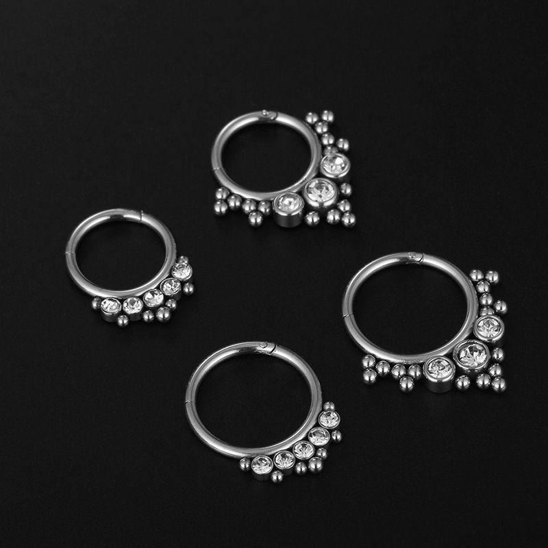 Holiday, Shopping Occasion 316L Stainless Steel Material Streetwear Geometric Stainless Steel Inlay Zircon Nose Ring