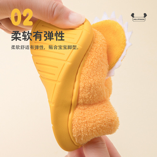 Children's cotton slippers winter Amazon crocodile cartoon cute bag heel warm non-slip thickened soft bottom children's slippers