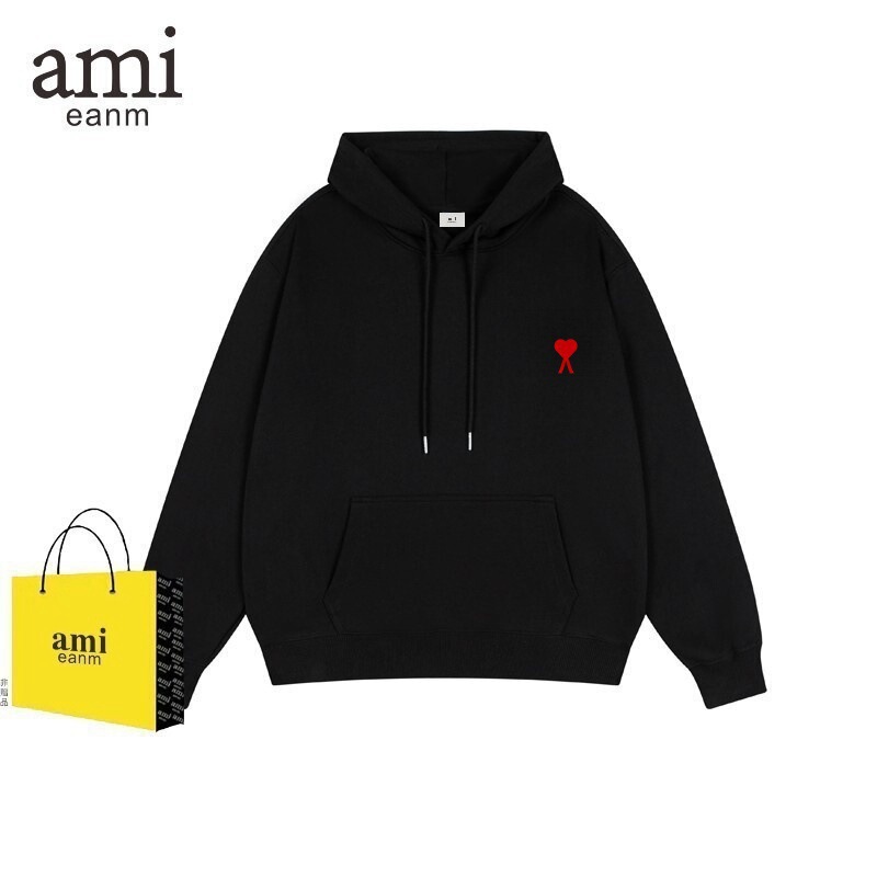 AMI & EANM Love Embroidered Letter A Hooded Sweat Men's Loose Casual Fashion Hot Selling Couple Top