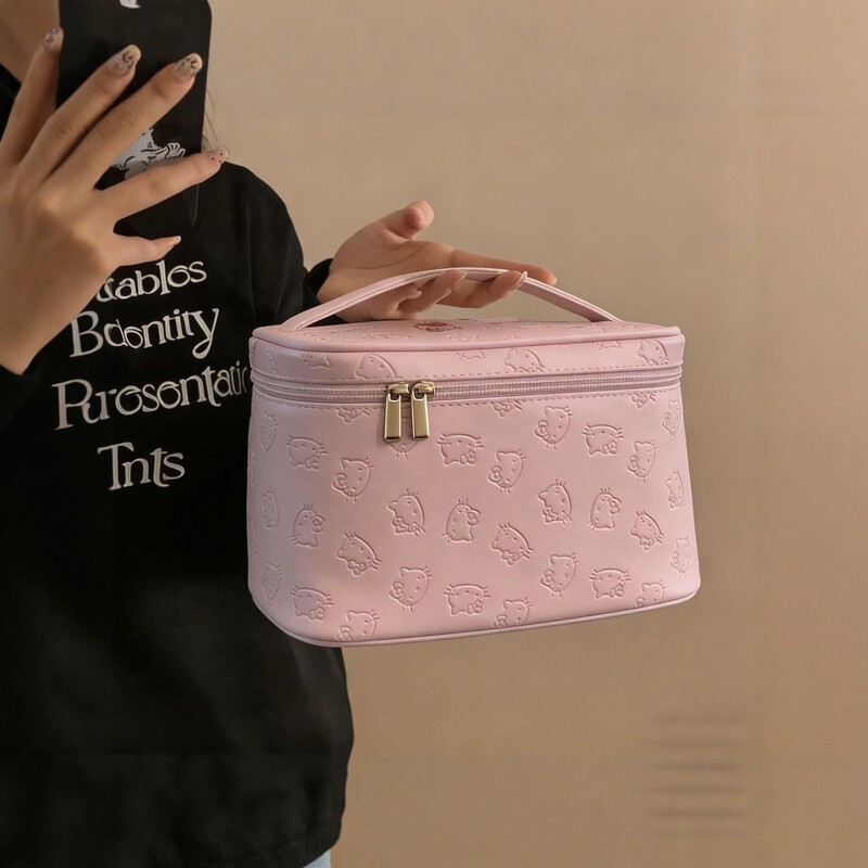 New cute embossed makeup bag for women, high aesthetic value, large capacity, portable toiletry bag, storage bag, girly handbag New cute embossed makeup bag for women, high aesthetic value, large capacity, portable toiletry bag, storage bag, girly handbag