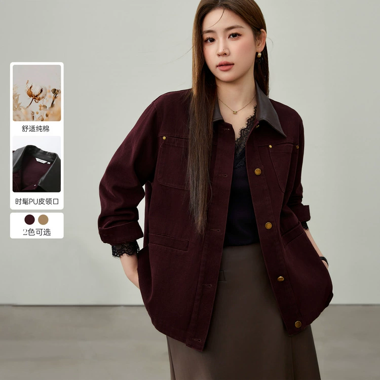 [Модный ретро PUpu отворот нишевые хлопчатобумажные куртки] Funny Show большой размер женский толстый mm2025 весенний новый