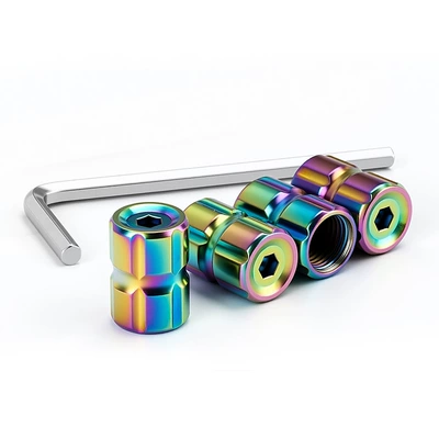 decoration modified air nozzle – valve - color-plating-set-of-4-with-anti-theft-tools