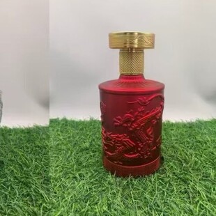 Dragon Pattern Embossed Liquor Bottle Empty Bottle Transparent Glass Wine Bottle Sealed Home-Brewed Wine Bottle Mold Embossed Crystal White Material Bottle