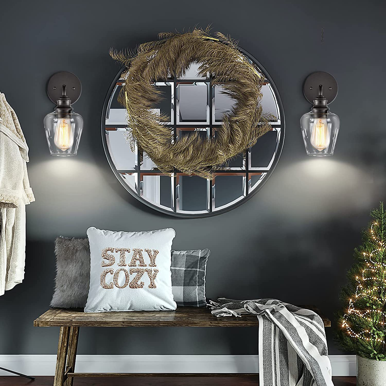 亚马逊美式酒杯玻璃床头壁灯复古工业风简约灯镜前灯跨境电商壁灯