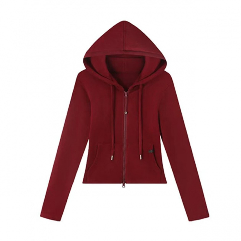 Suéter de rebeca con capucha de otoño e invierno, cintura alta, delgado, casual, delgado, top corto de manga larga, chaqueta corta de moda, mujer