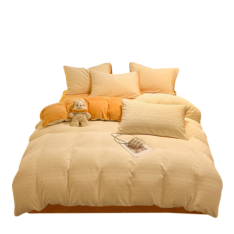 Funda de edredón de terciopelo de leche pieza individual 150x200x220 invierno más funda de edredón de terciopelo simple hoja de edredón de terciopelo de coral 4