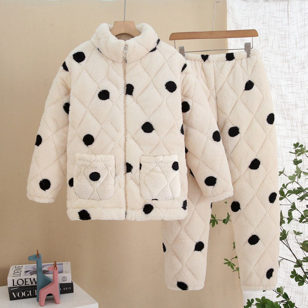 2024睡衣女冬季可爱熊拉链奶茶大学生加厚可外穿冬天家居服套装