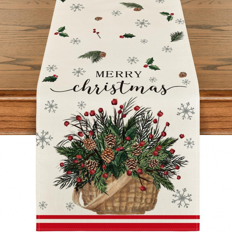 クロスボーダー Amazon クリスマスパーティー装飾テーブルフラグ雪だるまクリスマスツリーデザインホームキッチンプリントテーブルクロス|undefined