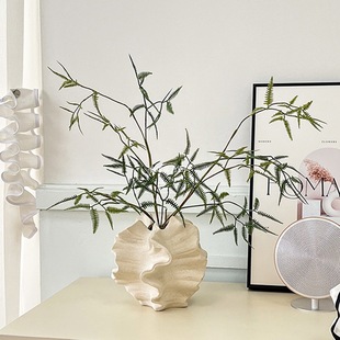 High-End Modern Art B&B Model Room Desktop Flower Vessel Ceramic Vase Ornaments Soft Decoration Living Room Wabi-Sabi Entrance Hall