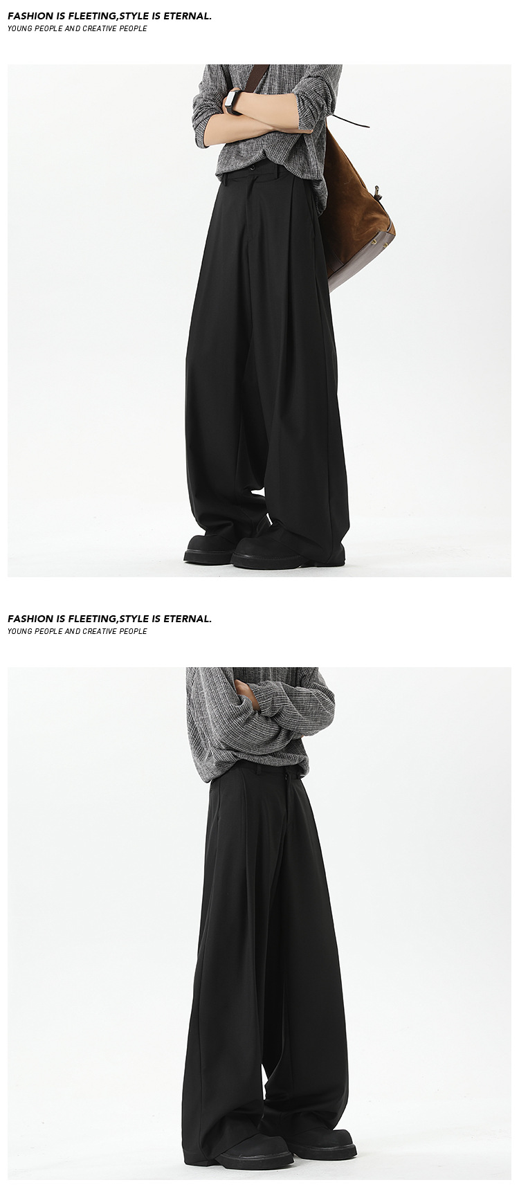 Pantalone uomo ampio con pieghe nero pantalone casual elegante_voghion.com