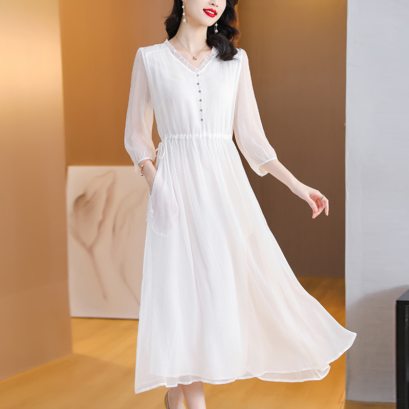 Quality Assurance, Age-Reducing, Plus-Size, Petite, Young Mom, Silk Mulberry Silk Dress, New Summer Long Dress